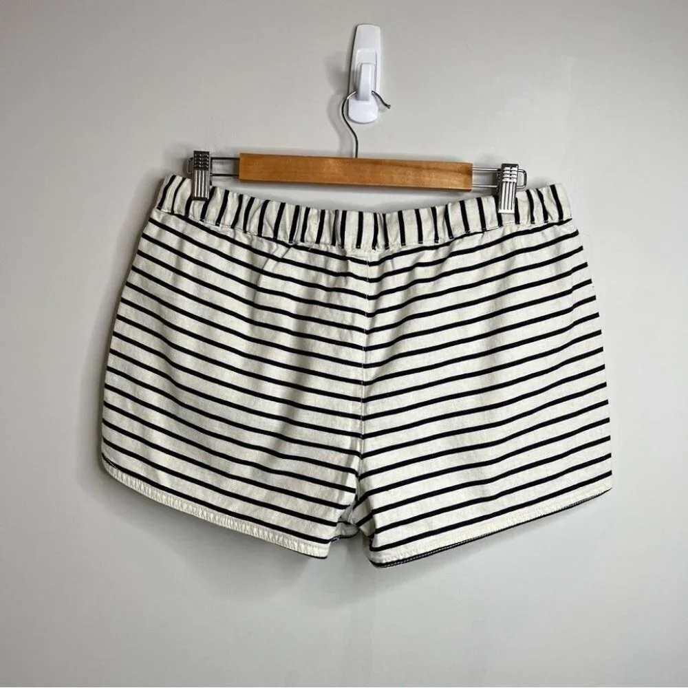 J Crew Factory Womens Size Medium Striped Linen-Cotton Drawstring Short Blue - Picture 4 of 11